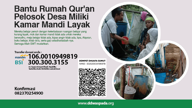 Bantu Rumah Qur’an Pelosok Desa Miliki Kamar Mandi Layak