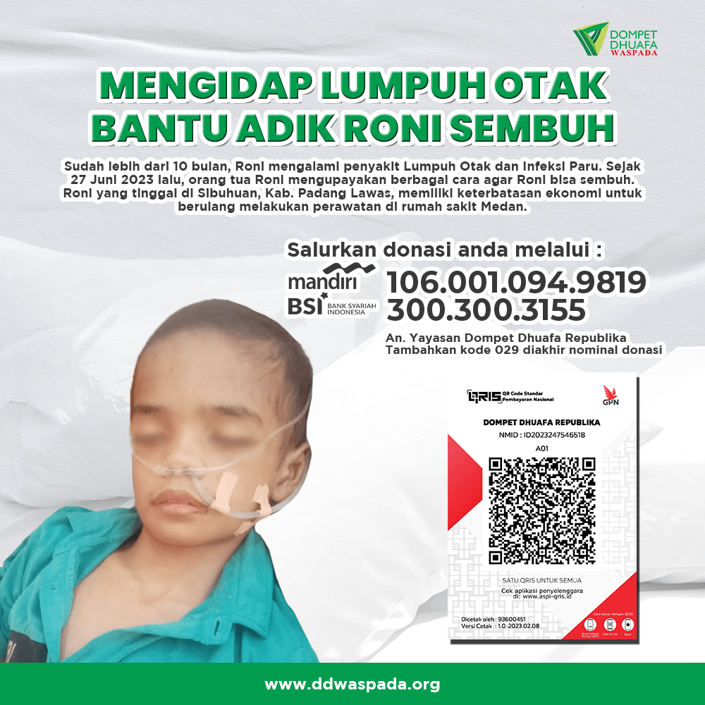 Mengidap Lumpuh Otak Bantu Adik Roni Sembuh