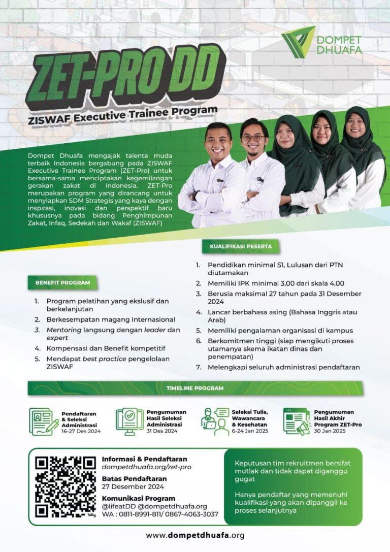 Zet Program Dompet Dhuafa Buka Program ZET-Pro DD untuk Generasi Muda Berkualitas ...