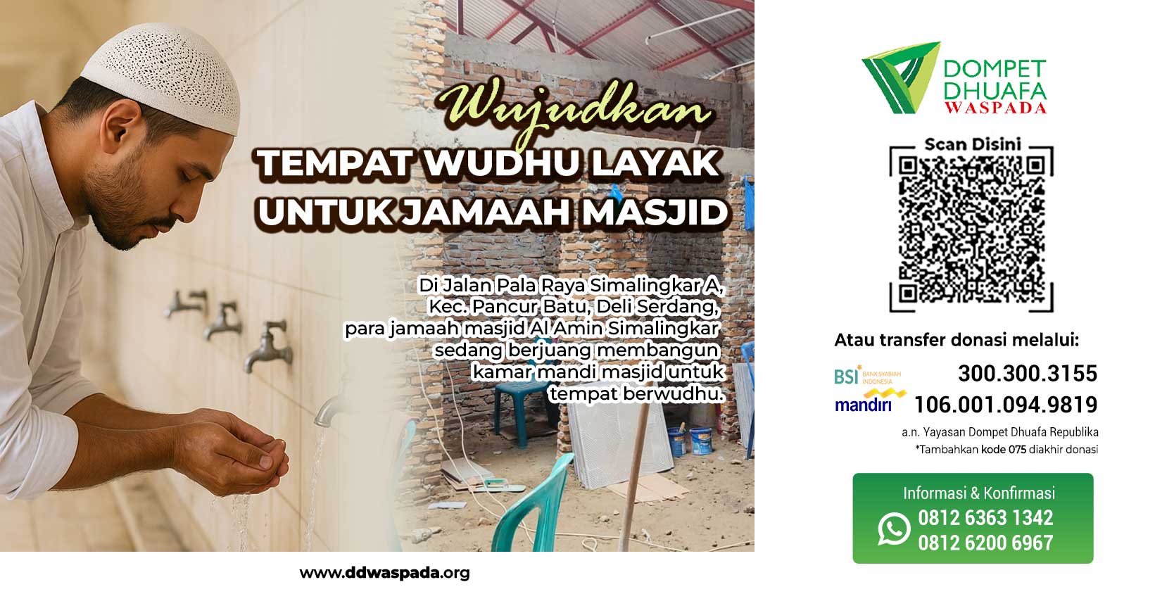 Gotong Royong Bangun Tempat Wudhu Masjid Al Amin