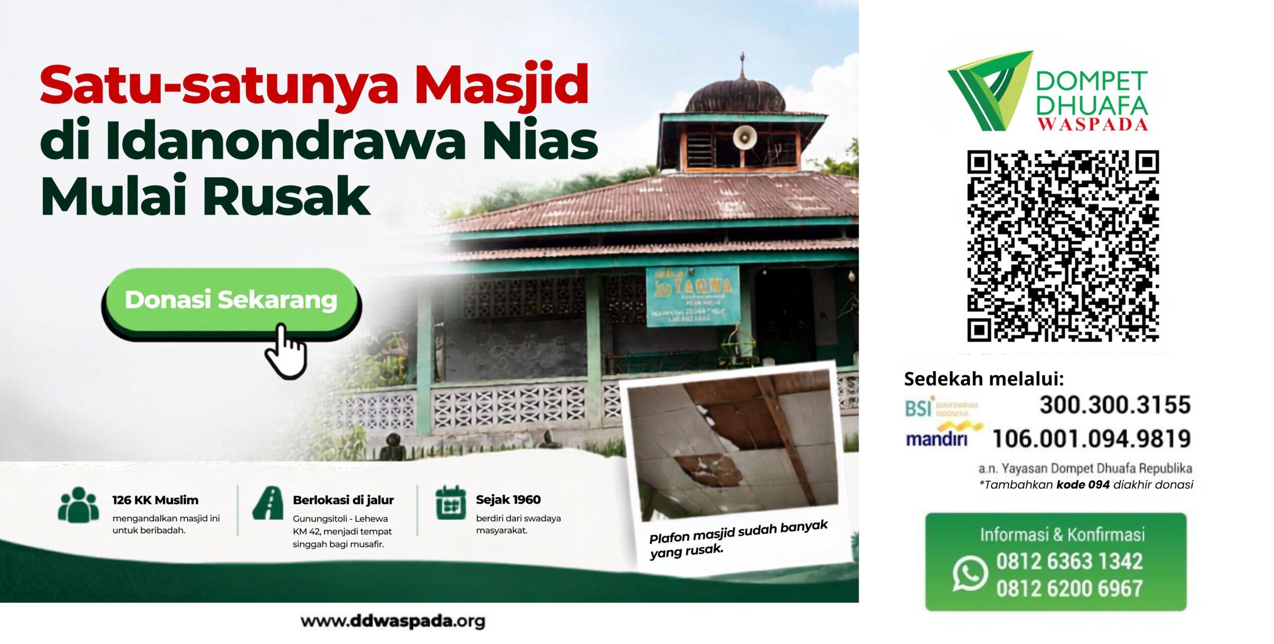 Bantu Renovasi Masjid Taqwa Idanondrawa